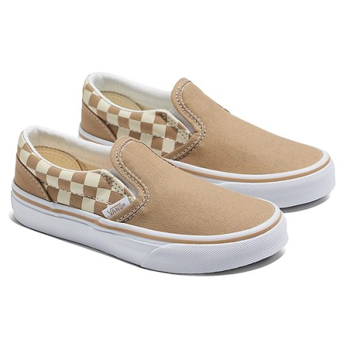 Vans kids classic slip-on checkerboard brown shoes