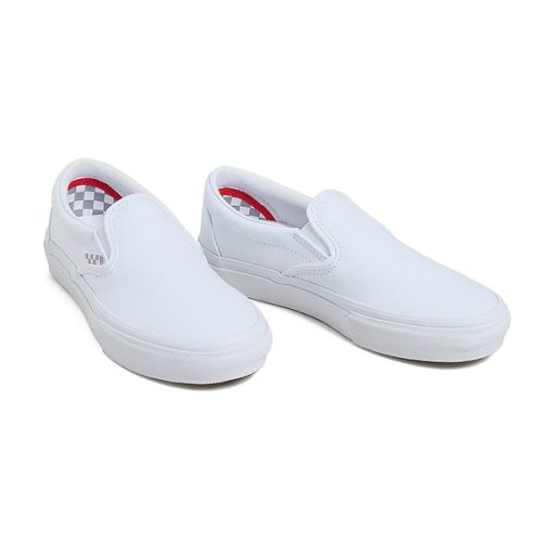 vans skate slip-on shoes true white shoes